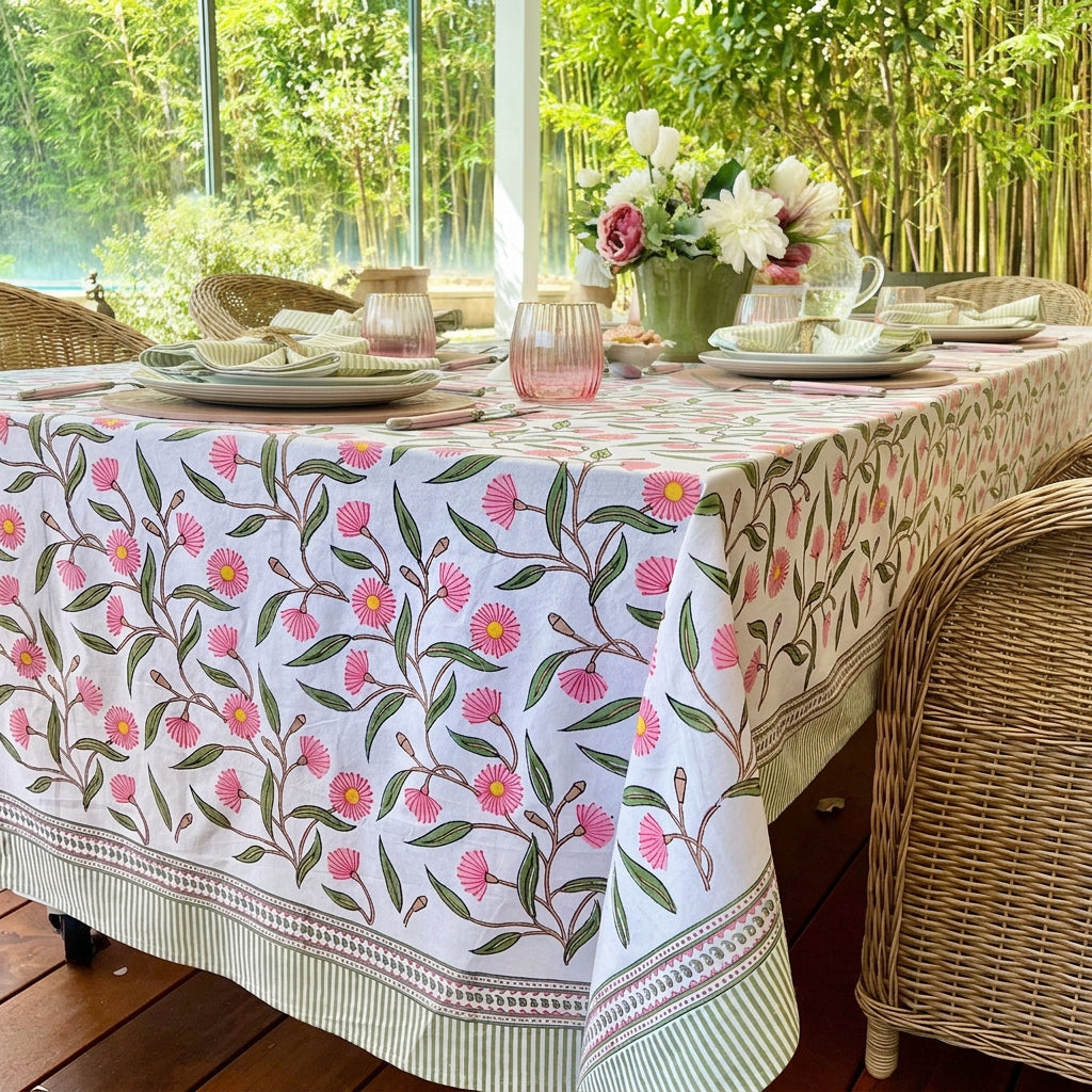 pink square tablecloth australian floral