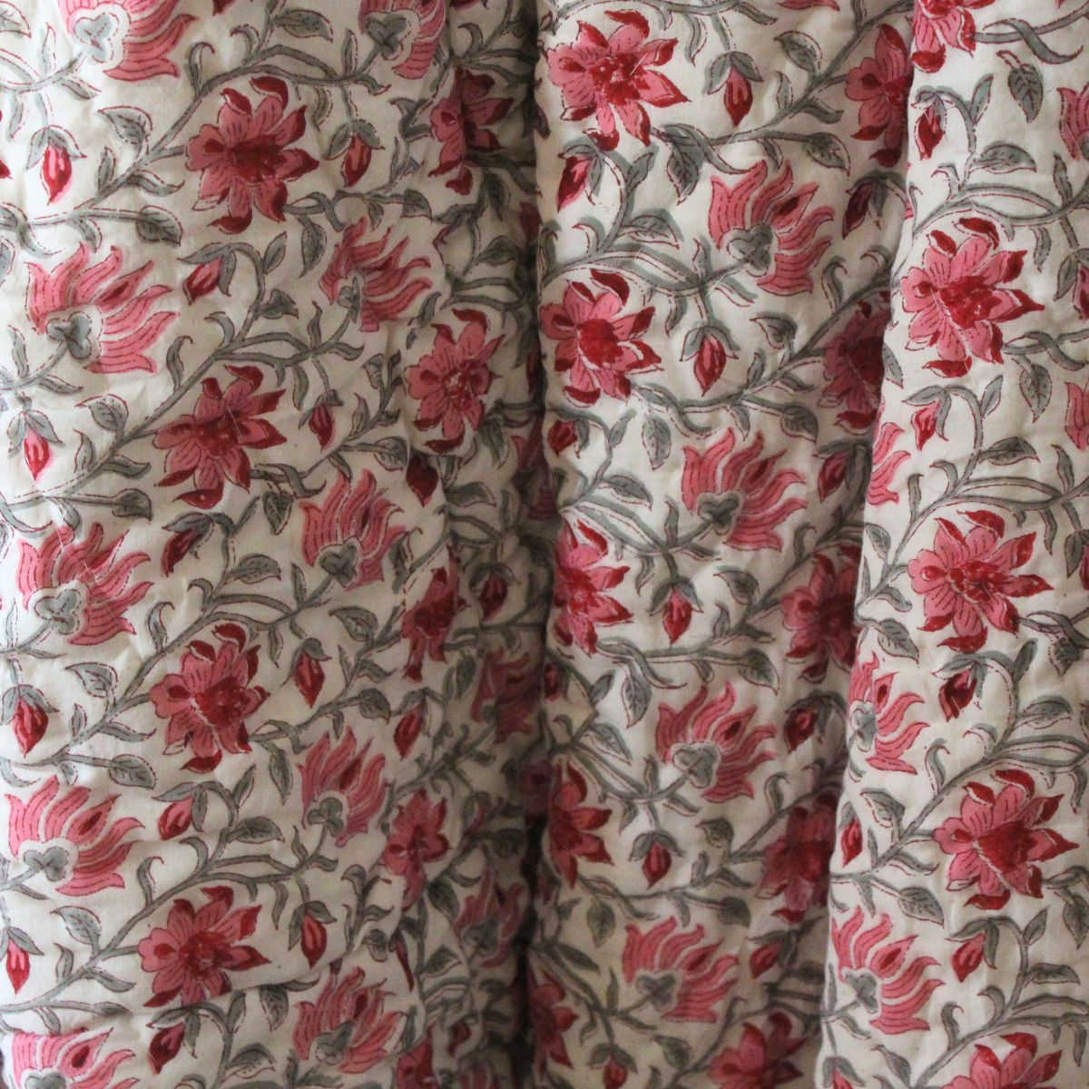 Bella pink and grey reversible cotton quilt- King and Queen