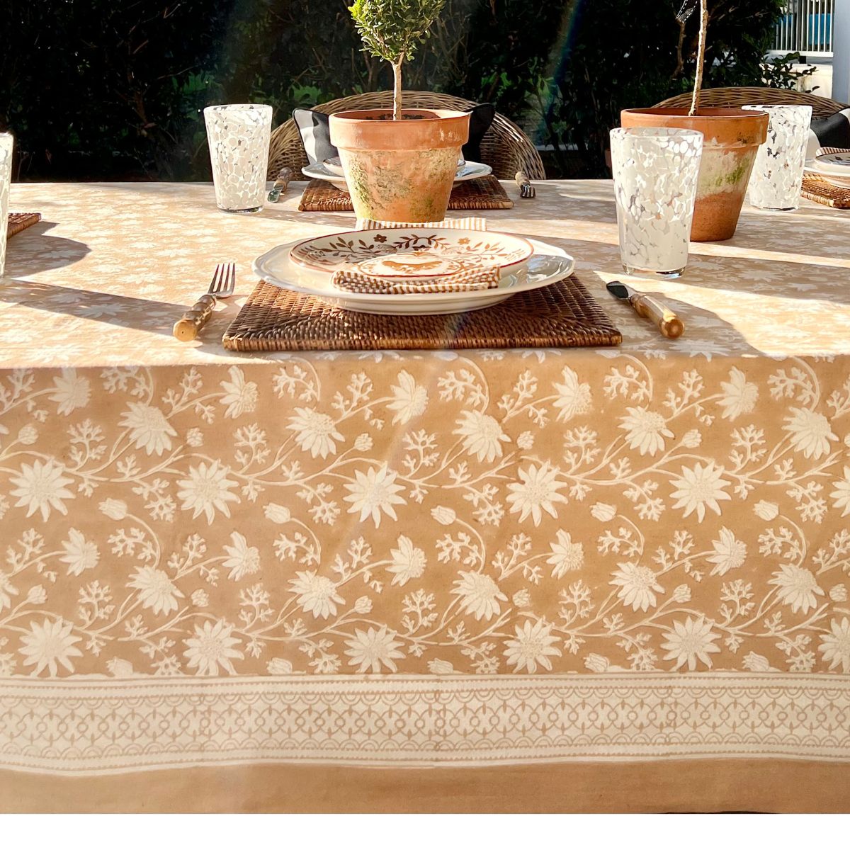Flannel flower light brown Tablecloth ©