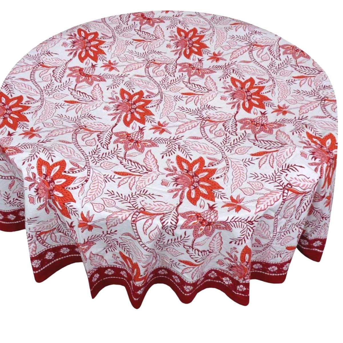 Charlotte red round tablecloth 220cm- 8 seater