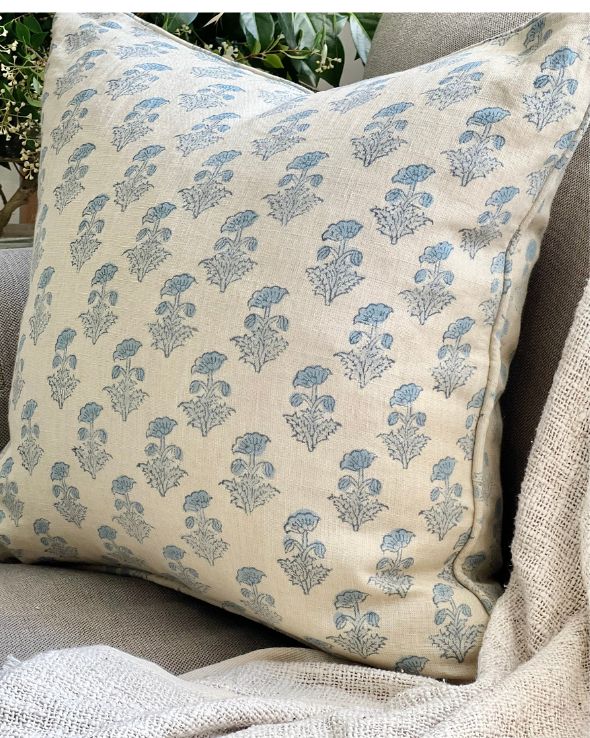 Tranquil Blue floral Cushion Cover