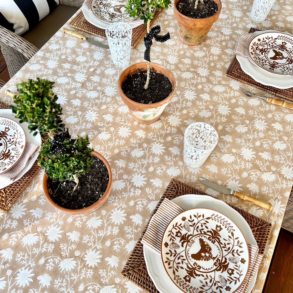 Flannel flower light brown Tablecloth  ©