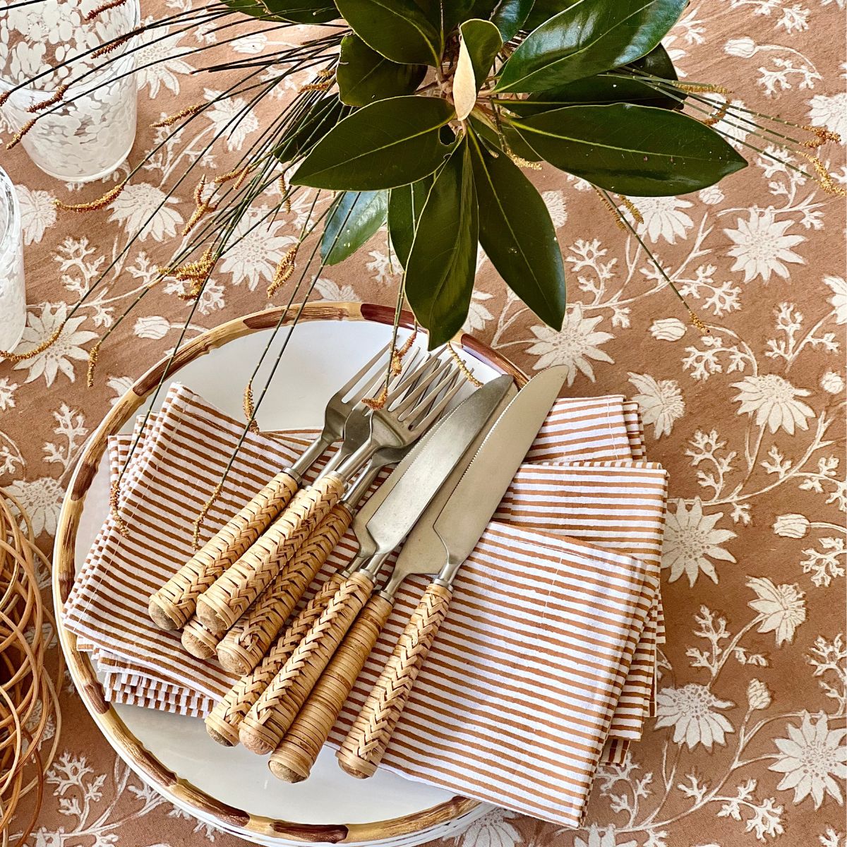 Flannel flower dark brown Tablecloth ©