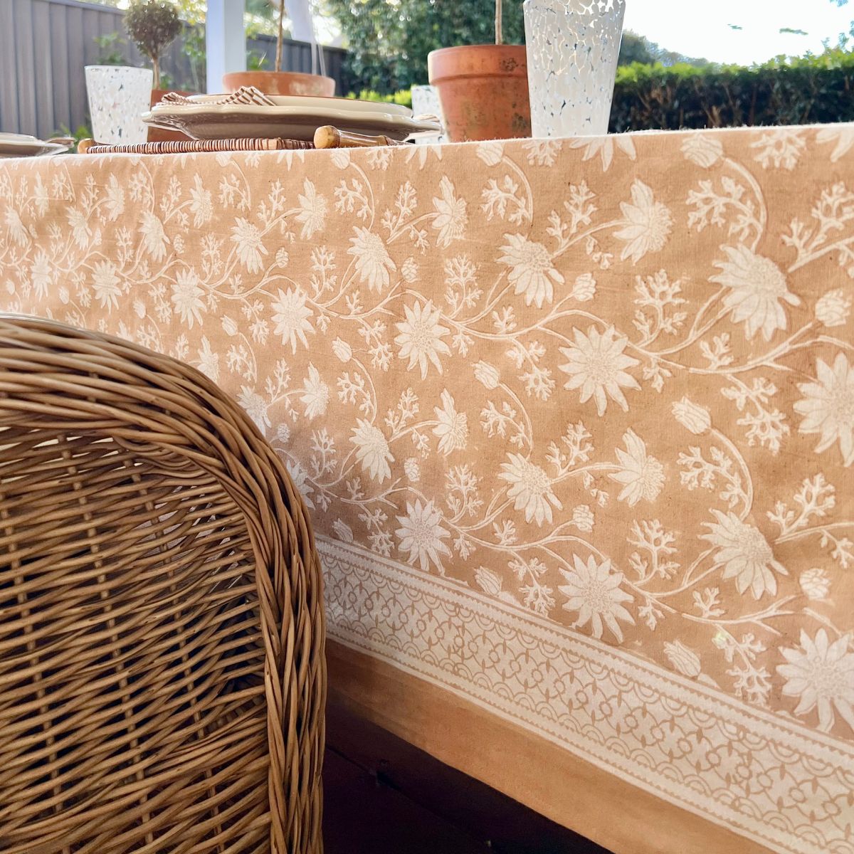 Flannel flower light brown Tablecloth  ©