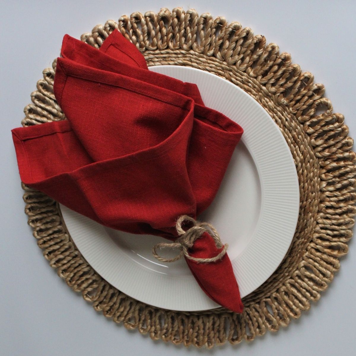 Sample Red solid colour cotton napkins - set of 4