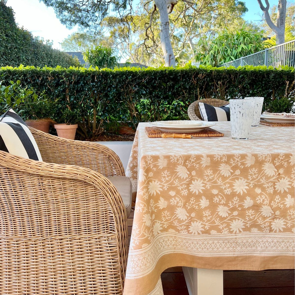 Light Brown Flowers Leaves Rectangle Tablecloth