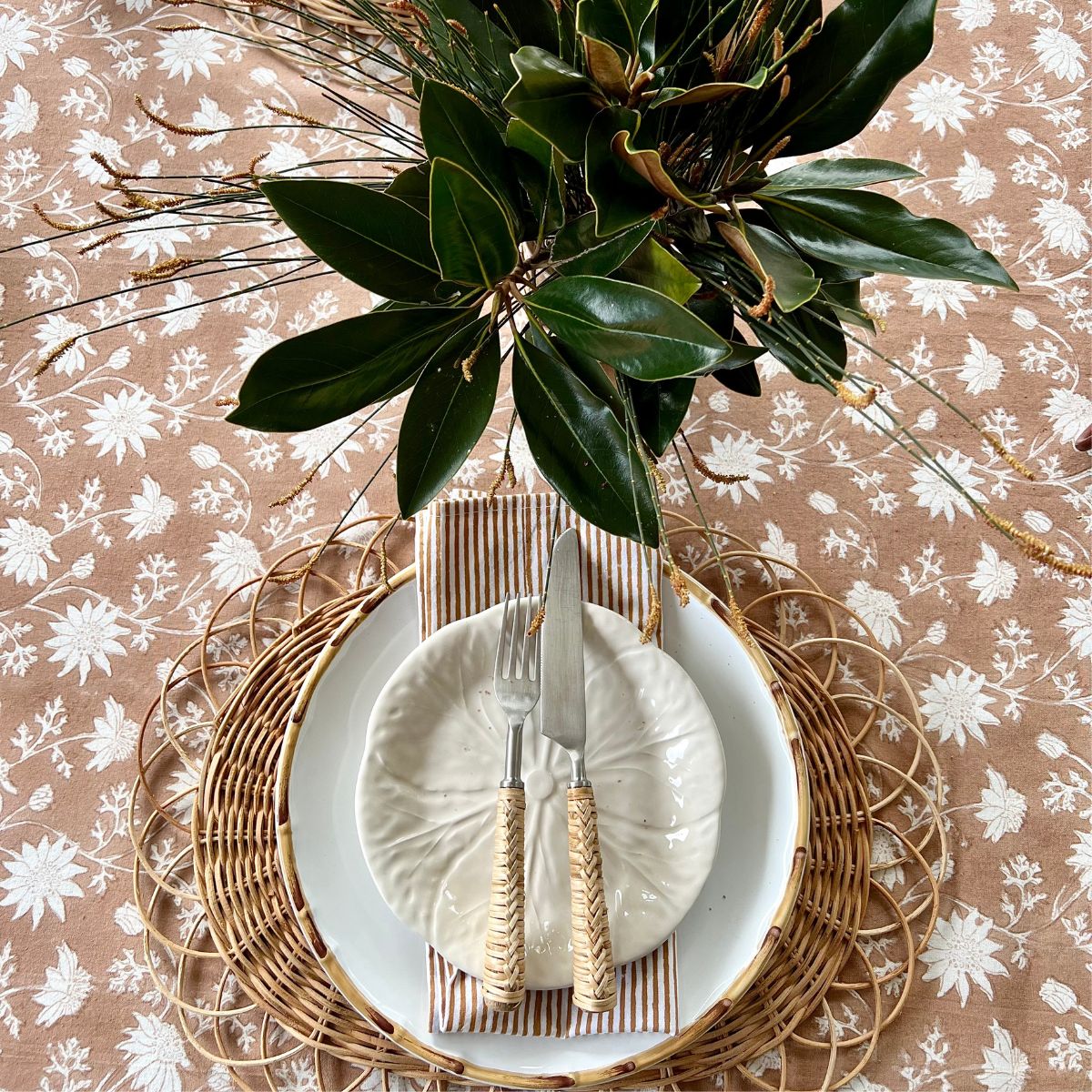 Flannel flower dark brown Tablecloth ©