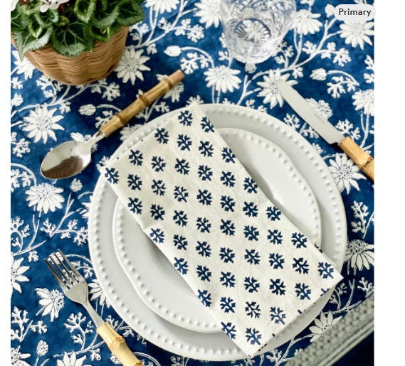 Flannel foliage navy napkins