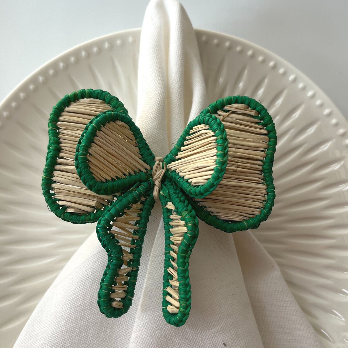 Second edit Napkin ring - Green Bow- set of 4