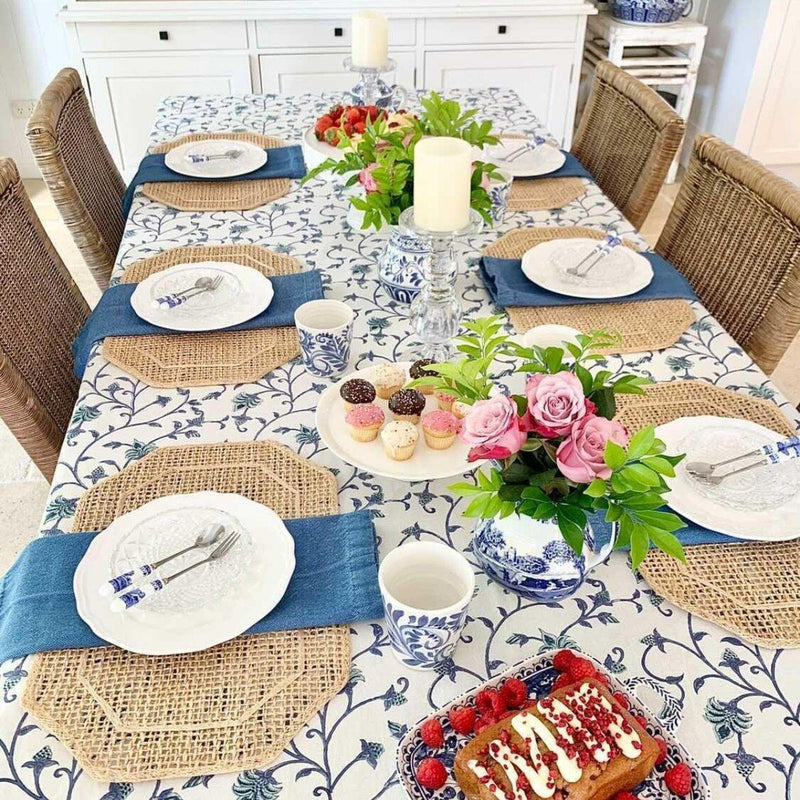 Square Table cover- 150cm, 180cm and 220cm block printed - Decor Mantra