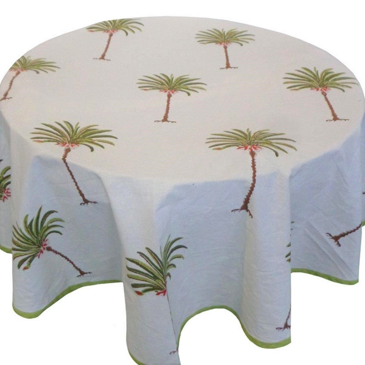 Palm Tree Green Round tablecloth