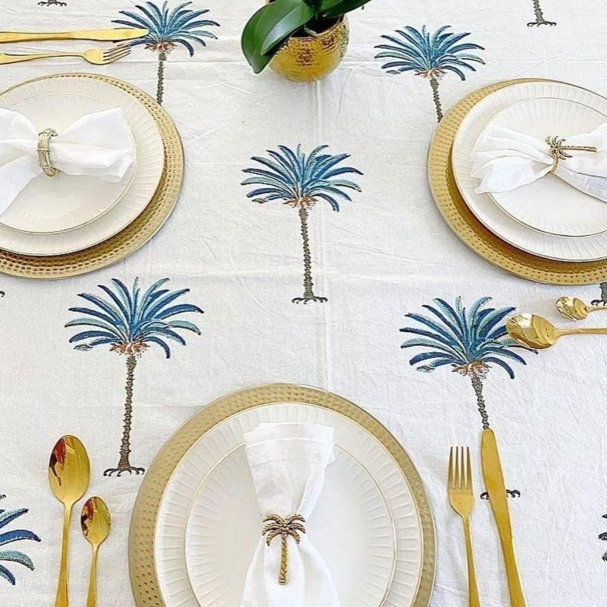 Square Tablecloth-Palm Tree Blue