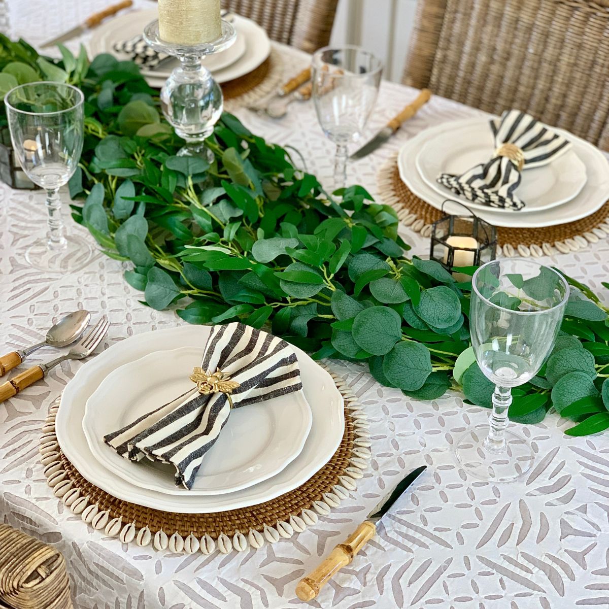 Applique Cutwork White rectangle tablecloth