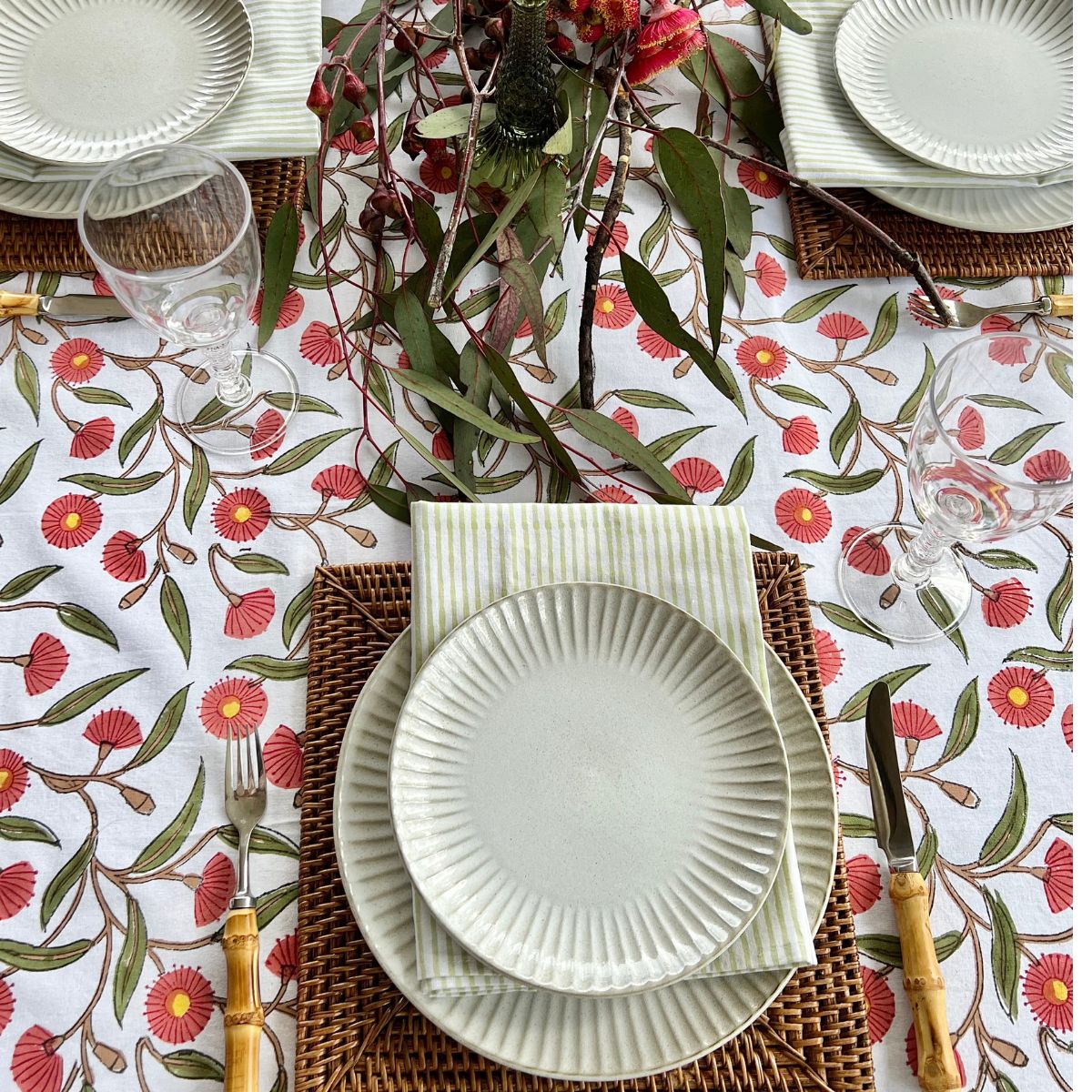 Red Flowering gums square tablecloth ©