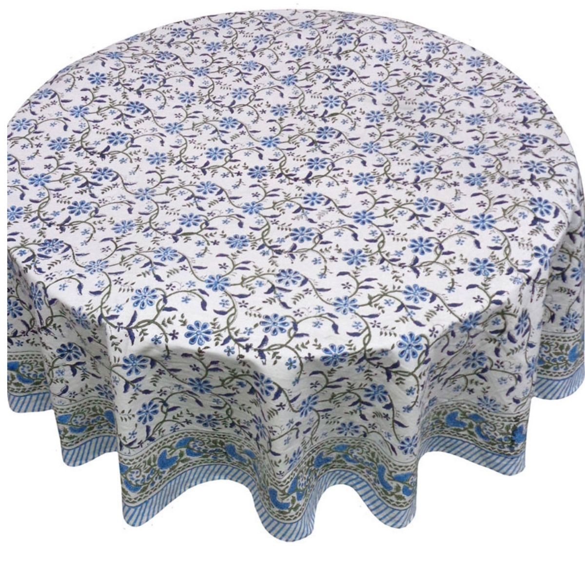 Blue Iris Round Tablecloth