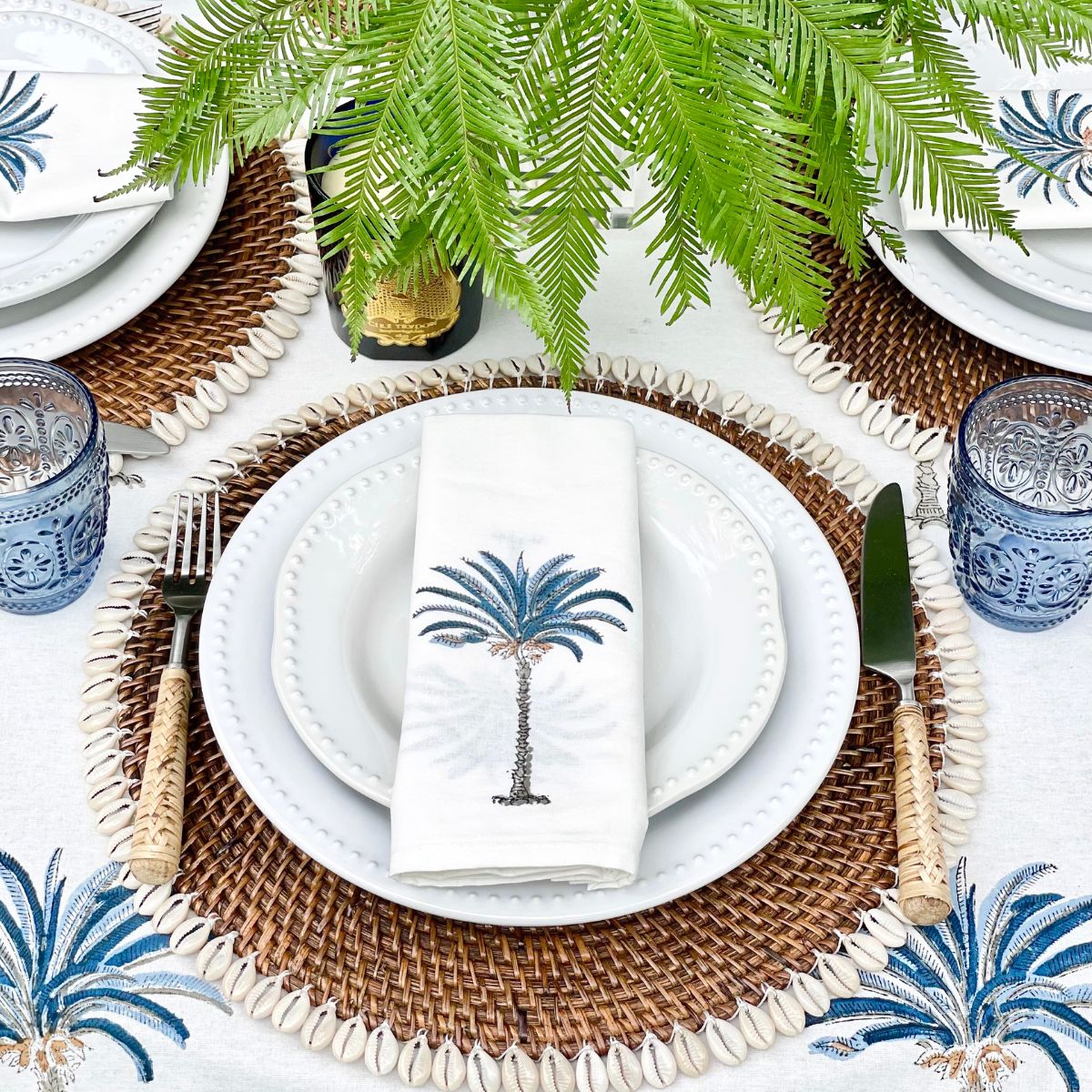 Square Tablecloth-Palm Tree Blue