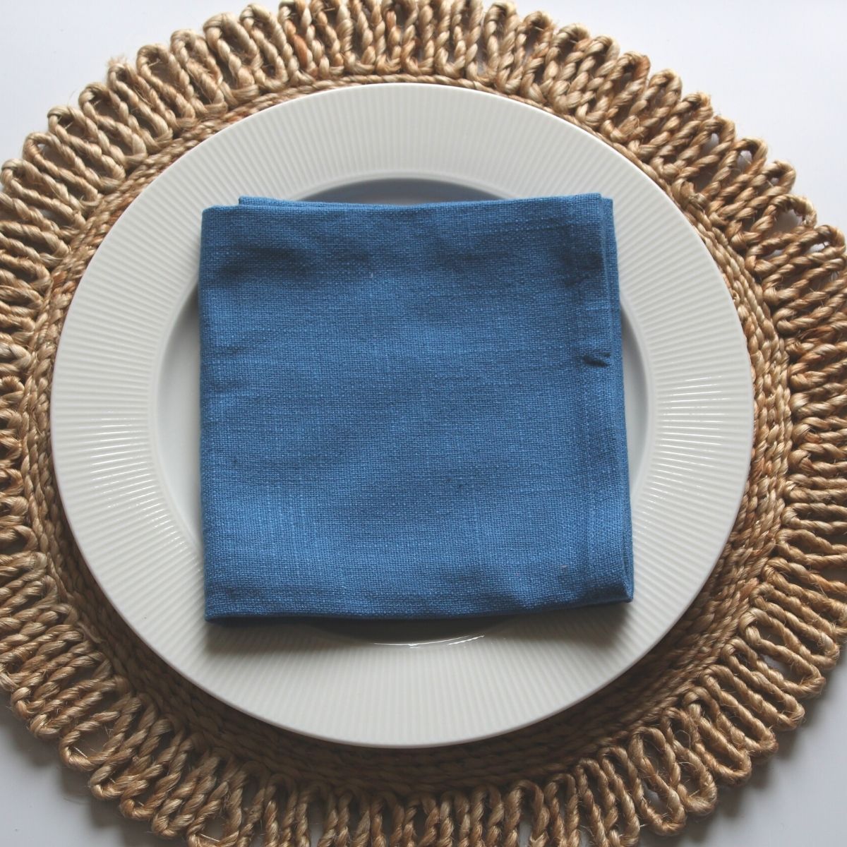 Denim Blue solid colour cotton napkins - set of 4
