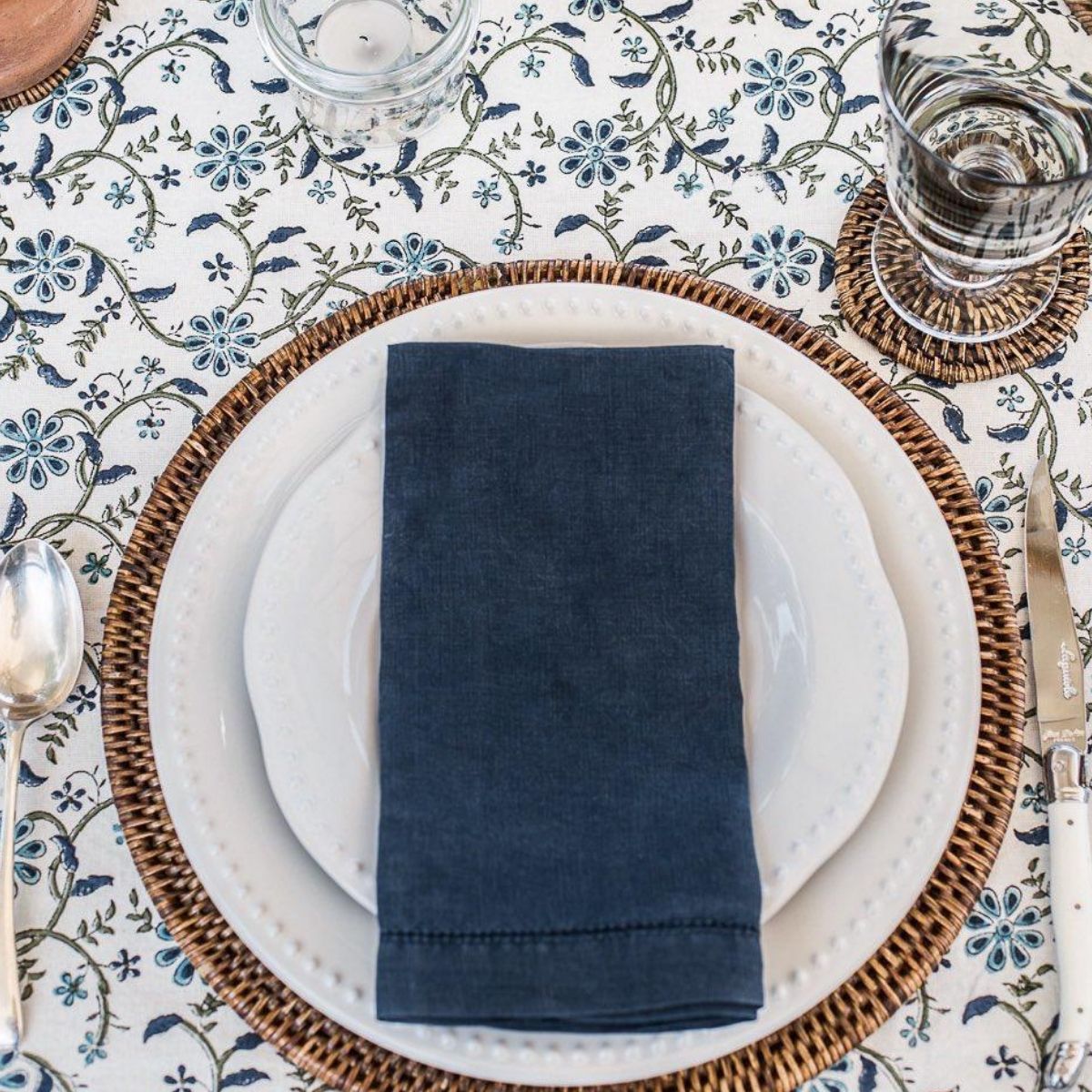 Navy Blue solid colour cotton napkins - set of 4