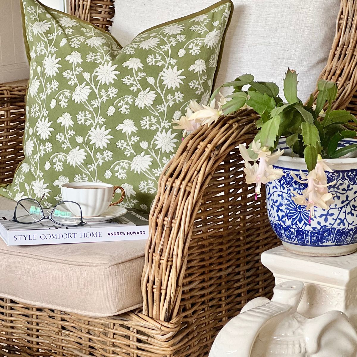 Flannel flower cushion cover 50 x 50 cm- Green ©