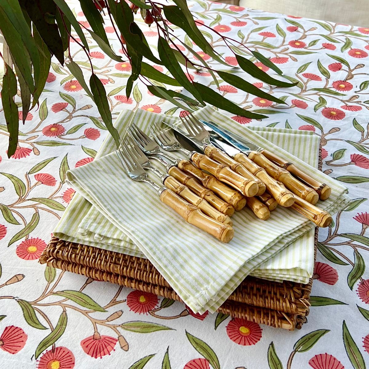 Striped table napkins-set of 4-Green- Pre-orders open