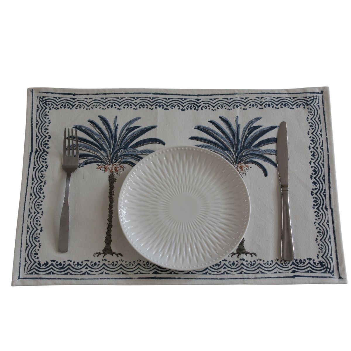 Blue Palms Cotton Placemats - Set of 2