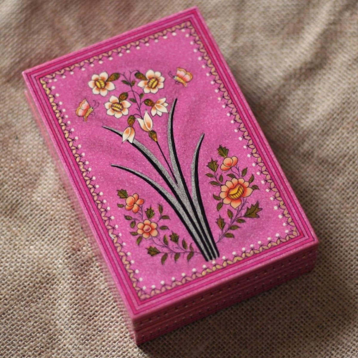 Decorative Hollyhock Delight timber keepsake box featuring intricate artwork and practical storage for personal treasures and gifts.