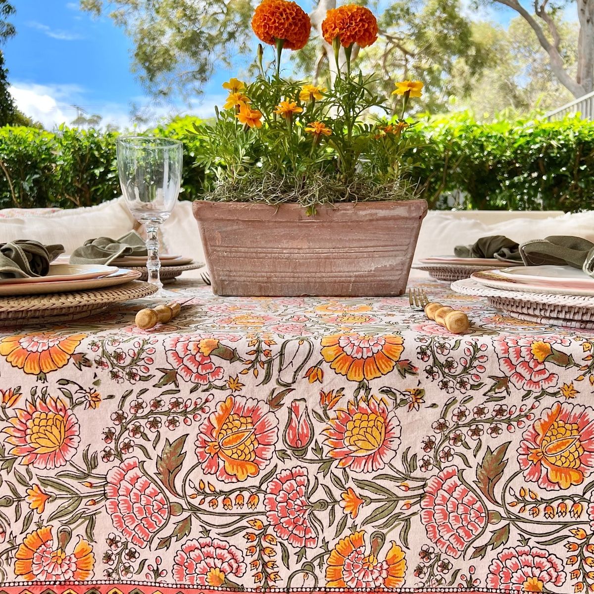 Fields of Marigold Round Tablecloth