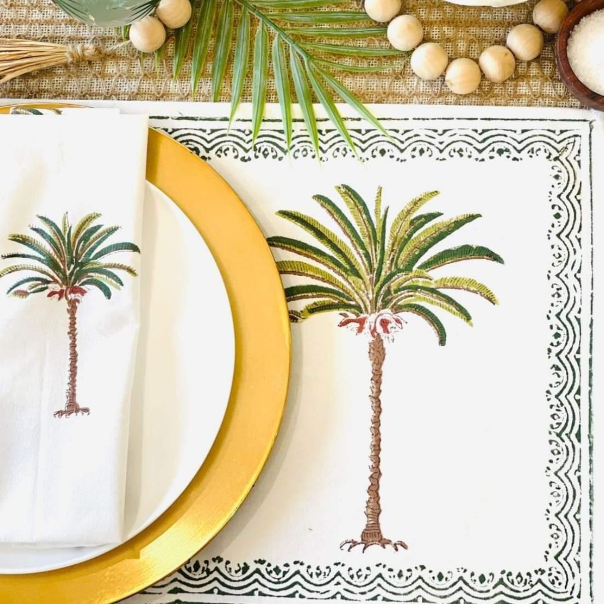 Green Palms Cotton Placemats - Set of 2