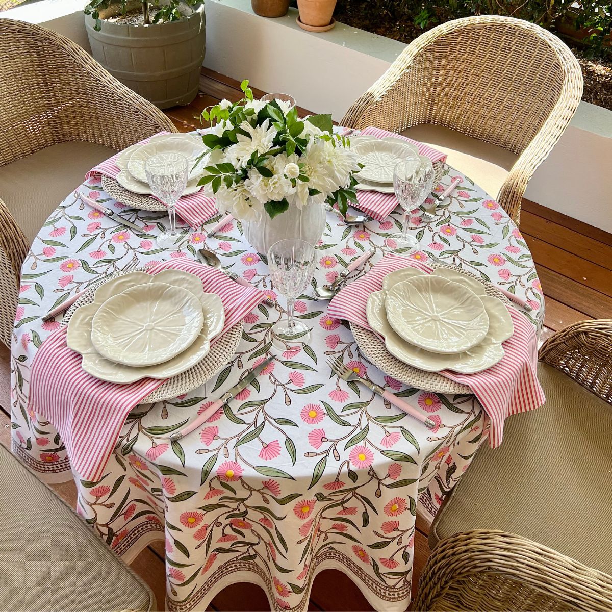 Striped table napkins-set of 4-Pink