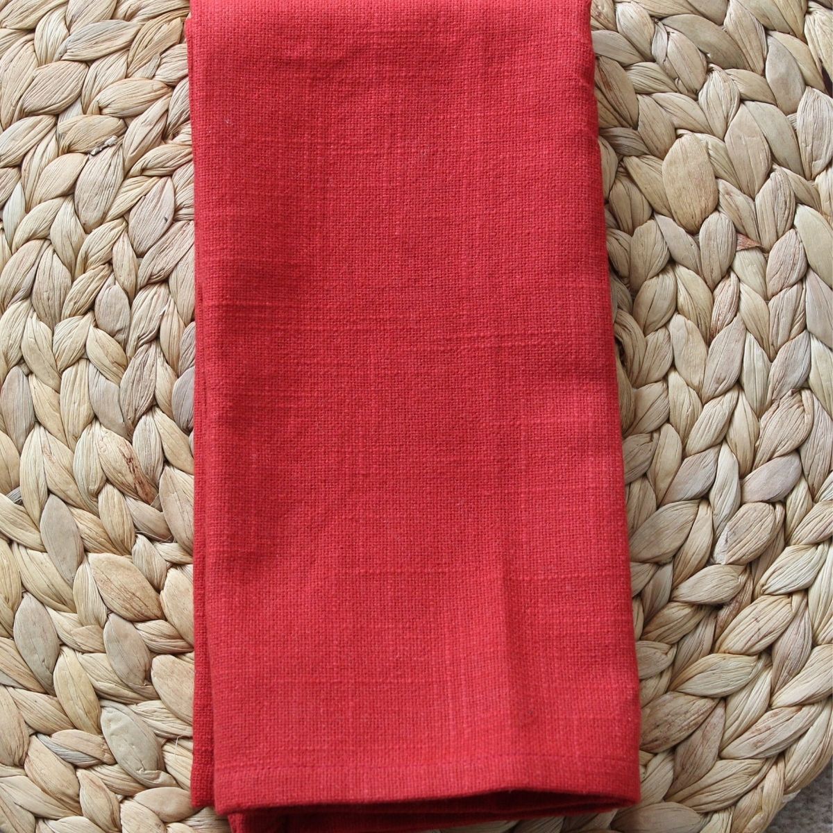 Red solid colour cotton napkins - set of 4